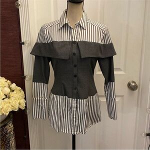 New York Company Striped Black and White Women's Top, S